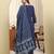Yufta blue floral a-line maternity kurta trouser dupatta set