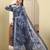Yufta blue beads and stones straight kurta trouser dupatta set