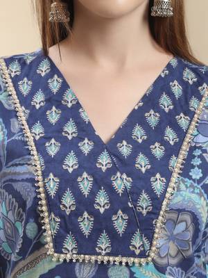 blue beads and stones straight kurta trouser dupatta set 4
