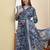 Yufta blue beads and stones straight kurta trouser dupatta set