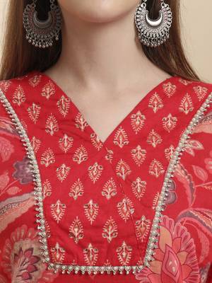 red beads and stones straight kurta trouser dupatta set 4