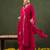 Yufta pink silk blend dori embroidery angrakha kurta set with divider palazzo
