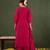 Yufta pink silk blend dori embroidery angrakha kurta set with divider palazzo