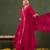 Yufta pink silk blend dori embroidery angrakha kurta set with divider palazzo