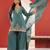 Yufta turquoise blue embroidered straight kurta palazzo dupatta set