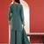 Yufta turquoise blue embroidered straight kurta palazzo dupatta set