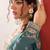Yufta turquoise blue embroidered straight kurta palazzo dupatta set