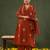 Yufta orange mul chanderi a-line kurta trouser set