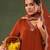 Yufta orange mul chanderi a-line kurta trouser set