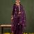 Yufta burgundy embroidered straight silk blend long sleeves kurti palazzo dupatta set