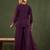 Yufta burgundy embroidered straight silk blend long sleeves kurti palazzo dupatta set
