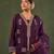 Yufta burgundy embroidered straight silk blend long sleeves kurti palazzo dupatta set