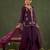 Yufta burgundy embroidered straight silk blend long sleeves kurti palazzo dupatta set