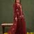 Yufta red embroidered straight silk blend long sleeves kurti palazzo dupatta set