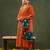 Yufta orange silk blend kurta set with embroidery