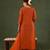 Yufta orange silk blend kurta set with embroidery