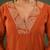 Yufta orange silk blend kurta set with embroidery