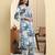 Yufta blue textured print straight kurta trouser set