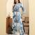 Yufta blue textured print straight kurta trouser set