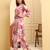 Yufta pink textured print straight kurta trouser set