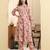 Yufta pink floral print linen a-line kurta trouser set