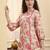 Yufta pink floral print linen a-line kurta trouser set