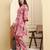 Yufta pink floral print pure cotton v-neck a-line kurta trouser set