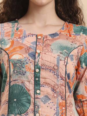 peach ethnic motifs a-line kurta trouser set 4