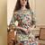 Yufta peach floral print a-line kurta trouser set