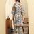 Yufta blue floral print a-line kurta trouser set