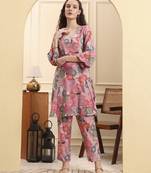 multi floral print a-line kurta trouser set