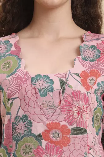 multi floral print a-line kurta trouser set