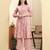 Yufta pink floral print a-line kurta trouser set kurta design show botton and piping