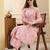 Yufta pink floral print a-line kurta trouser set kurta design show botton and piping