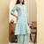 Yufta sea green floral print a-line kurta trouser set kurta design show botton and piping