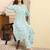 Yufta sea green floral print a-line kurta trouser set kurta design show botton and piping
