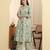Yufta green and beige floral print a-line kurta trouser set