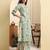 Yufta green and beige floral print a-line kurta trouser set