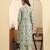 Yufta green and beige floral print a-line kurta trouser set