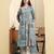 Yufta sea green floral print a-line kurta trouser set