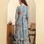 Yufta sea green floral print a-line kurta trouser set
