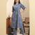 Yufta blue checked print straight kurta trouser set