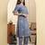 Yufta blue checked print straight kurta trouser set