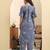 Yufta blue checked print straight kurta trouser set