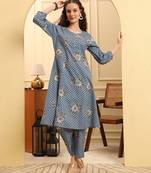 pink cotton a line kurta set