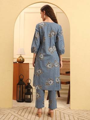 pink cotton a line kurta set 3