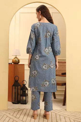 pink cotton a line kurta set