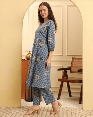 pink cotton a line kurta set 5