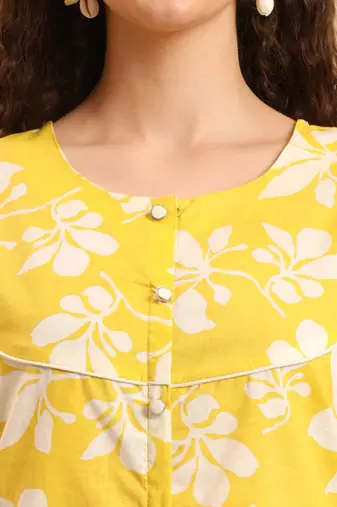 yellow pure cotton  kurta set