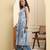 Yufta blue floral print a-line kurta trouser set